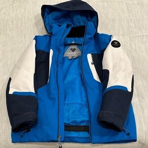Obermeyer Kids Ski Jacket in Blue and White